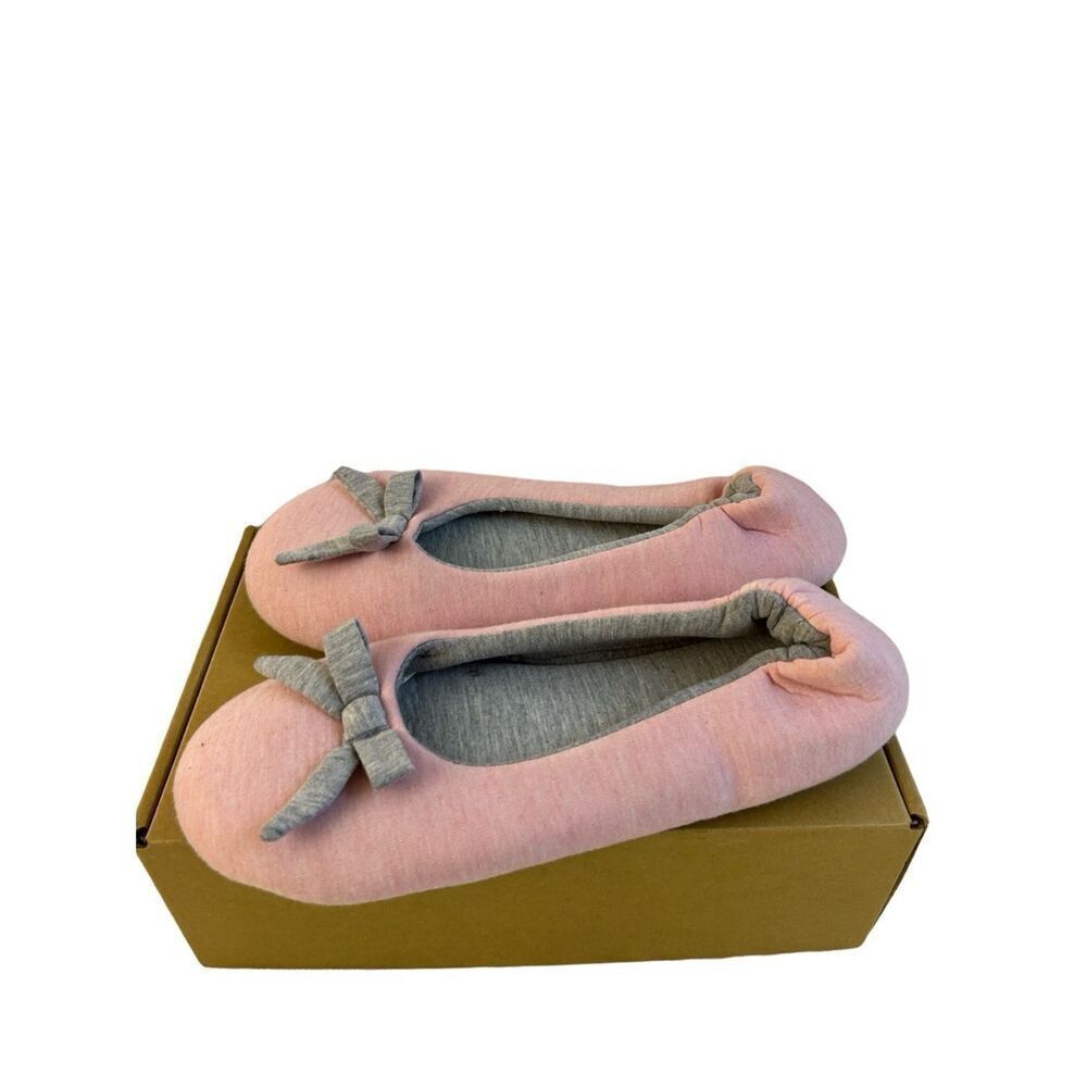 Hanes‎ slippers padded ballet M 7-8 Pink Gray rn#67618